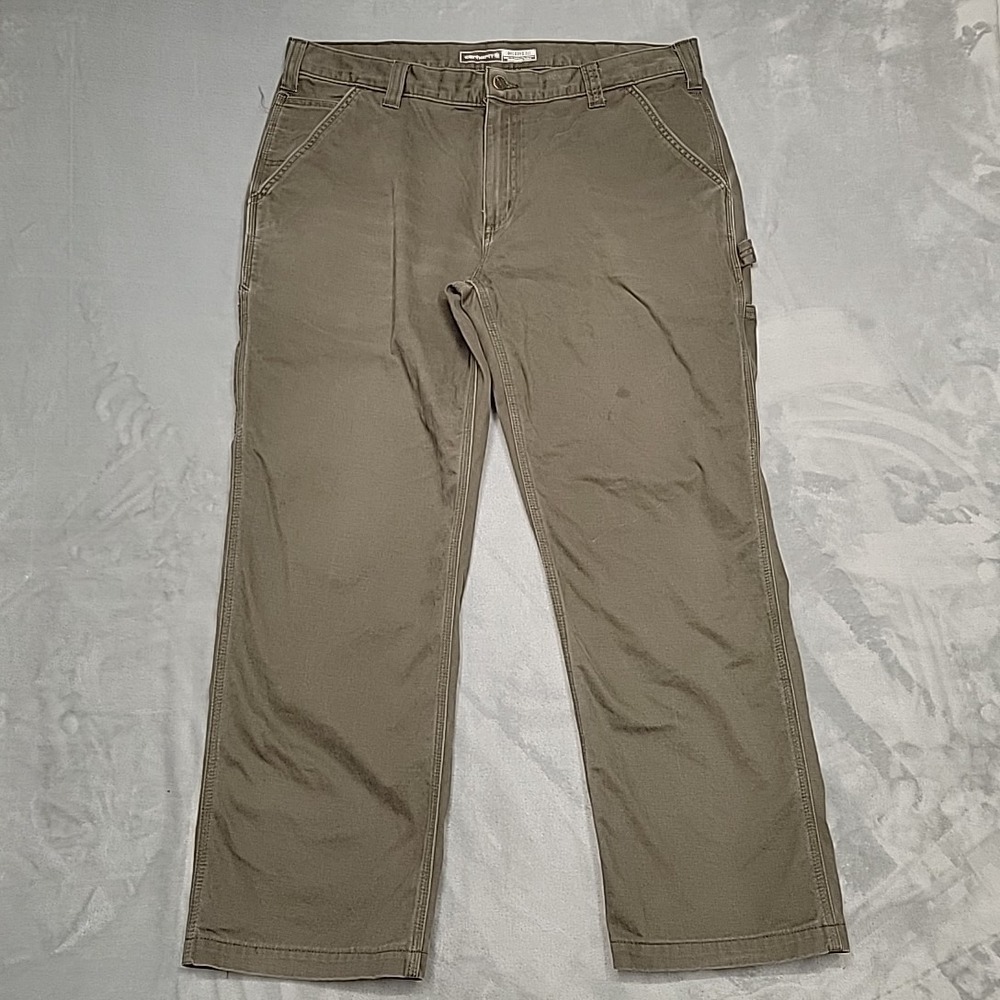 Carhartt Utility Work Pant Men 38x30 Brown Relaxed Fit Canvas Carpenter BN0324-M